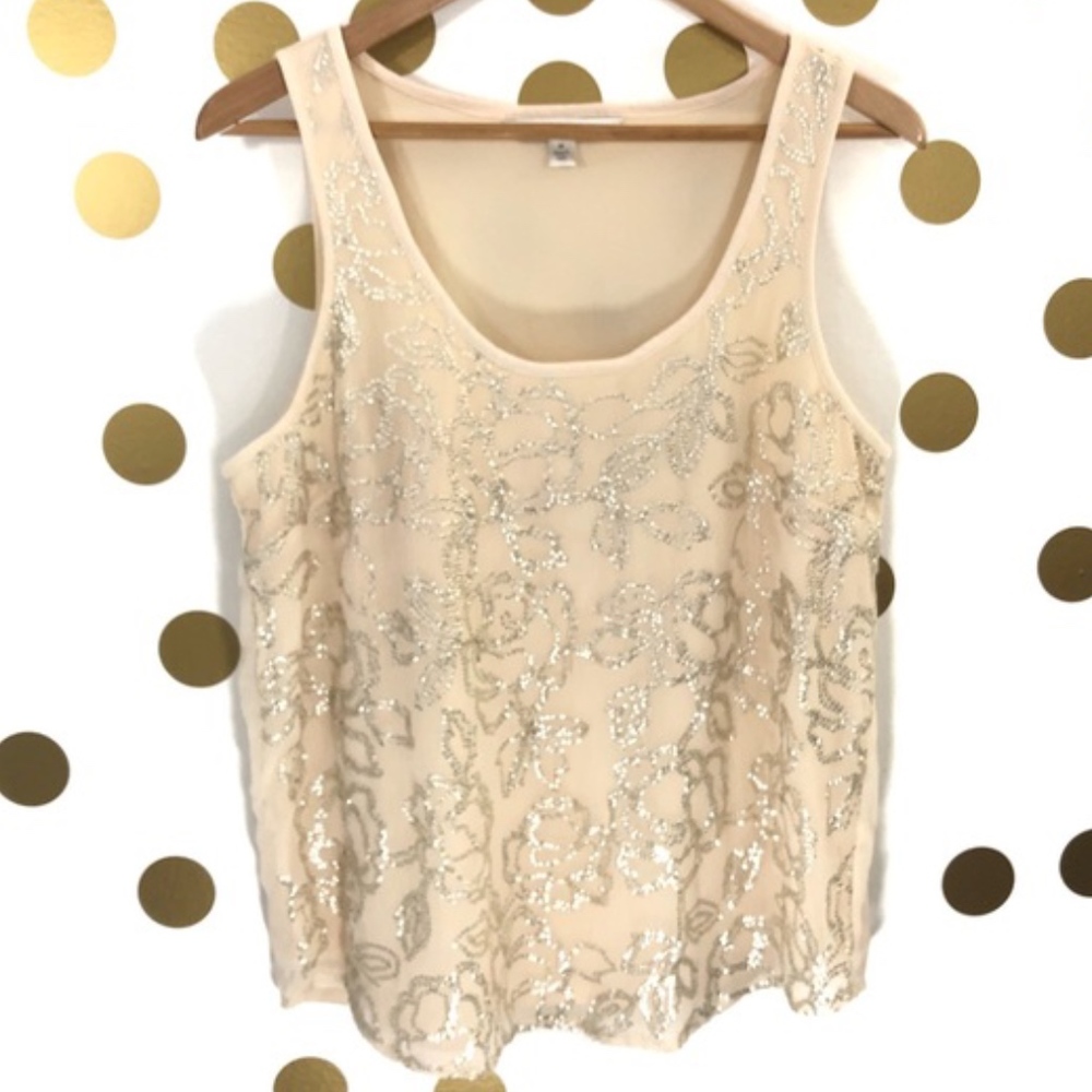 LC Lauren Conrad Floral Sequin Tank